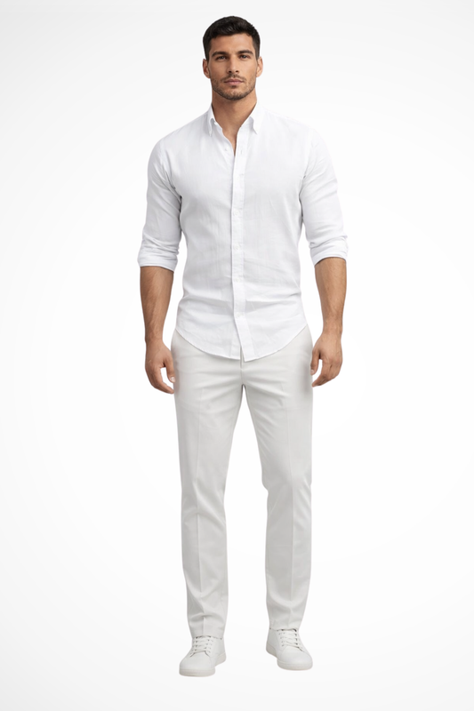 Men Loose Fit Long Sleeve Cotton Lapel Casual Summer Shirt
