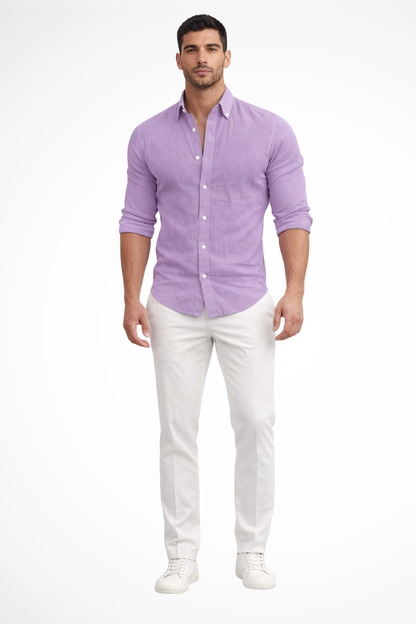 Men Loose Fit Long Sleeve Cotton Lapel Casual Summer Shirt