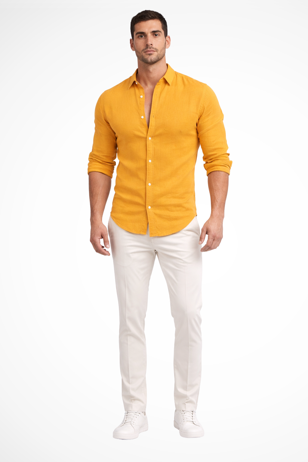 Men Loose Fit Long Sleeve Cotton Lapel Casual Summer Shirt