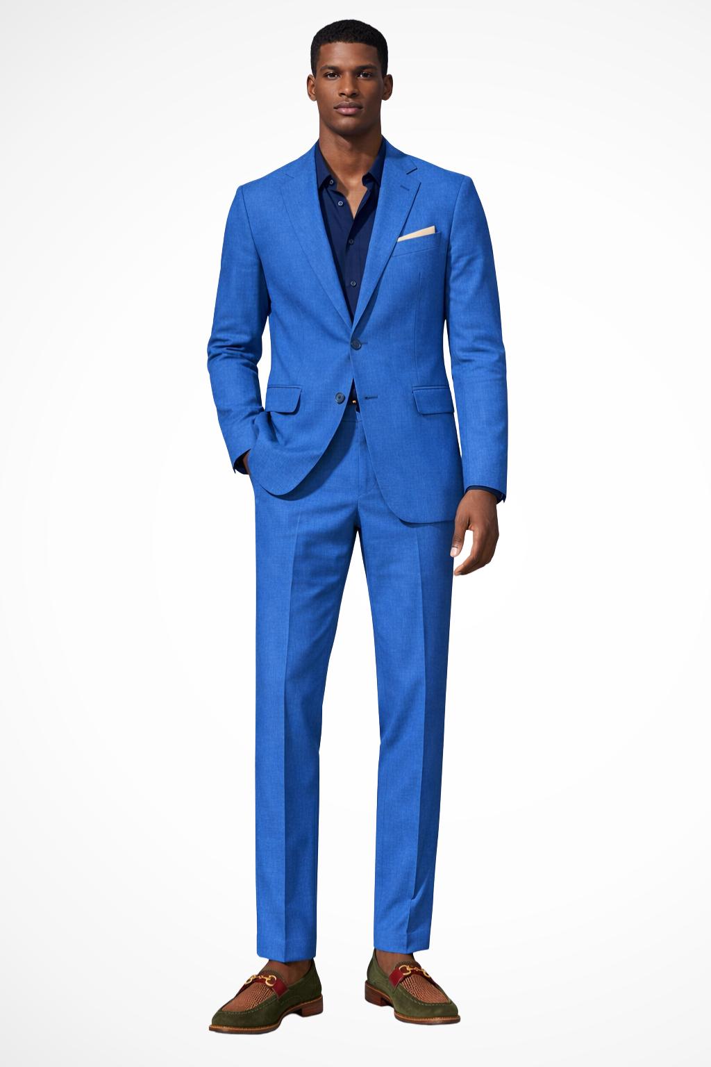 Men Notch Lapel Single Breasted Linen Summer Wedding Suit
