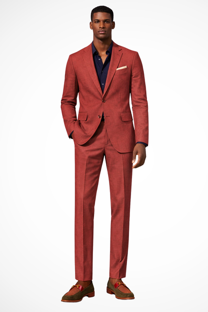 Men Notch Lapel Single Breasted Linen Summer Wedding Suit