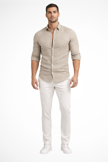 Men Loose Fit Long Sleeve Cotton Lapel Casual Summer Shirt
