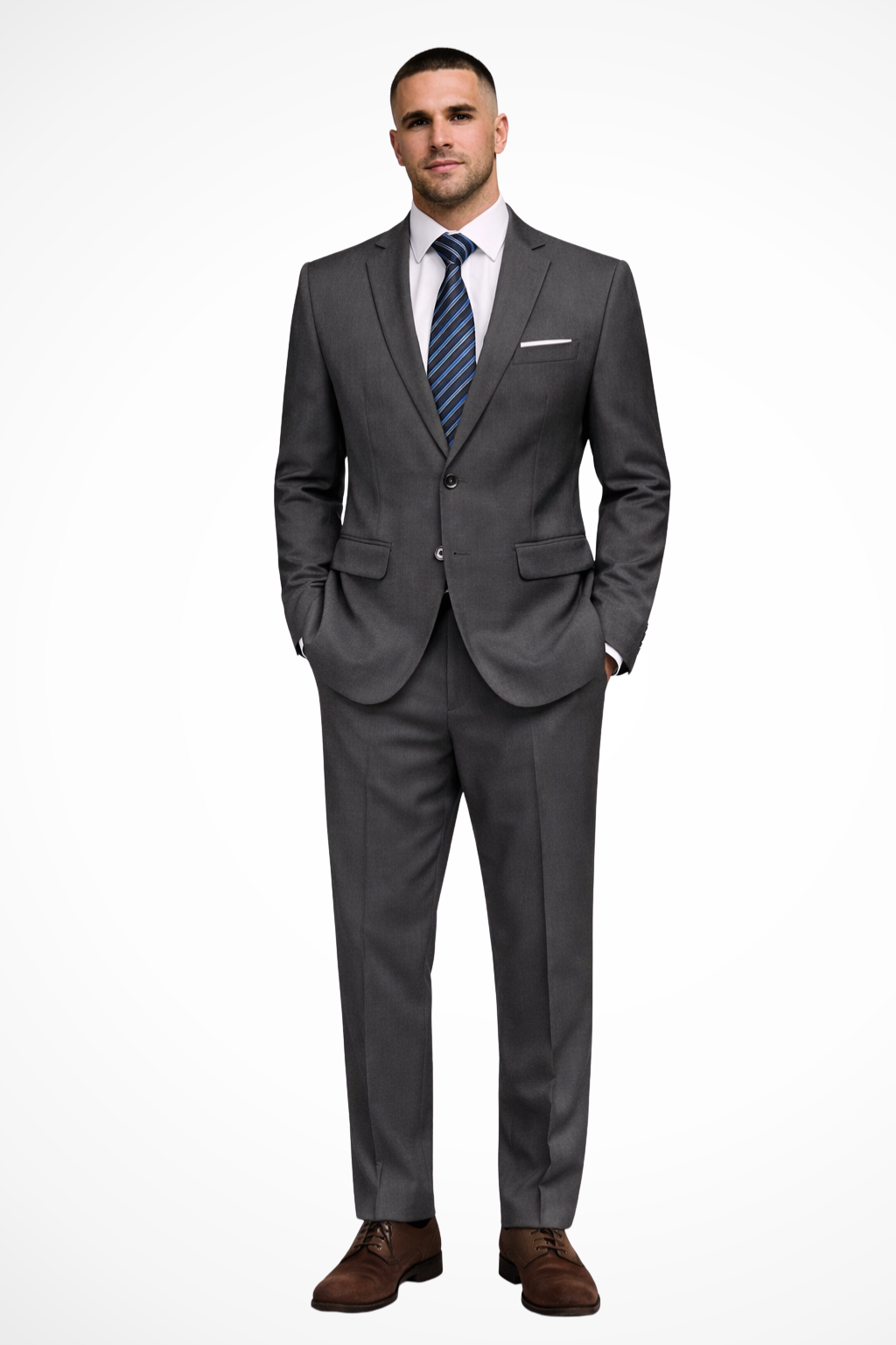 Men Fitted Two Piece Wedding Guest Suit with Notch Lapel