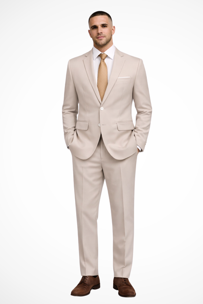 Men Fitted Two Piece Wedding Guest Suit with Notch Lapel