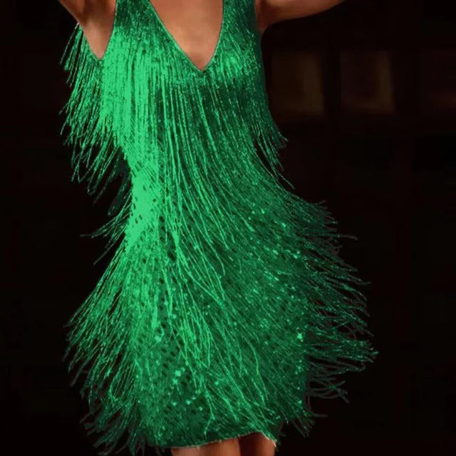 Fringe Cocktail Dress for Women - Sleeveless Party Dress