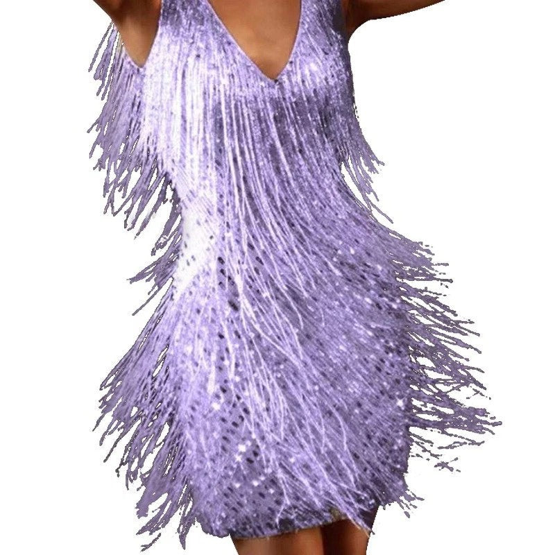 Fringe Cocktail Dress for Women - Sleeveless Party Dress